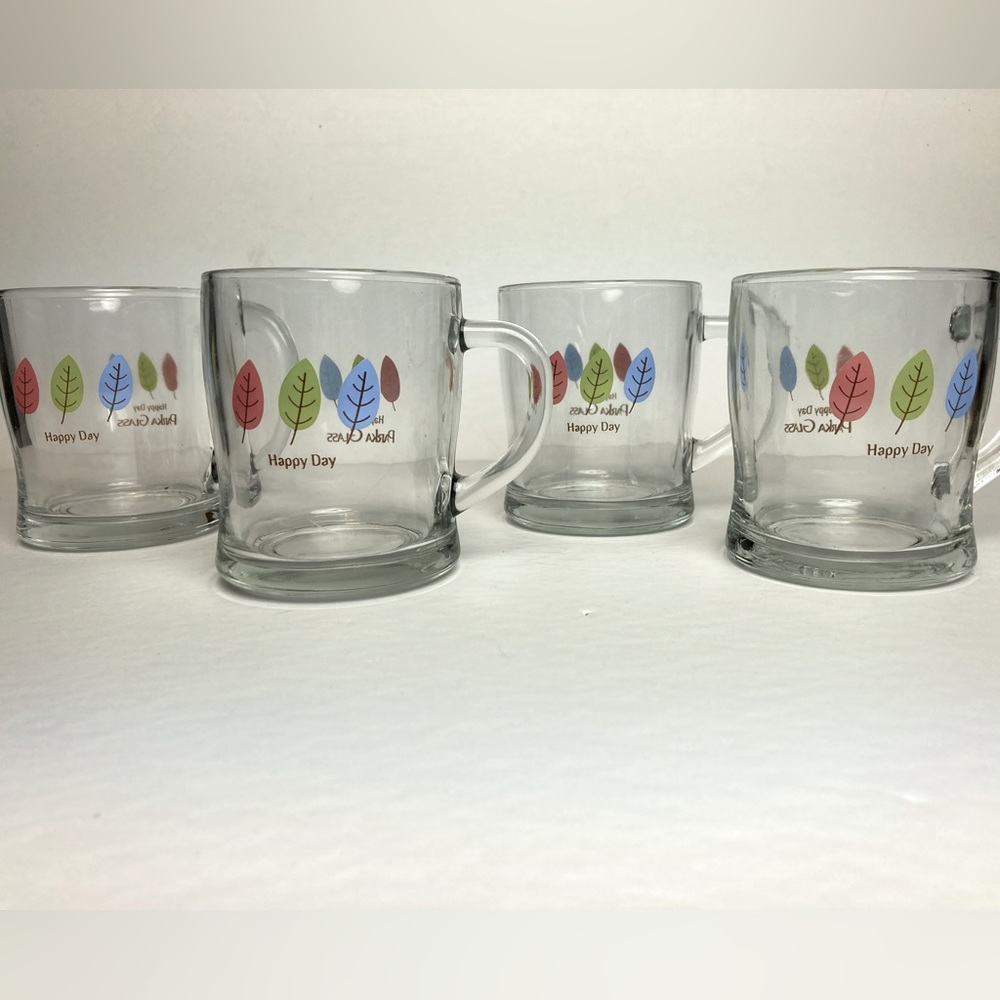 4 Clear Glass Coffee Cups Mugs | Parka Glass | Happy Day Coffee Cups #muglife